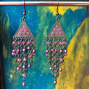 Bohemian Pink Chandelier Earrings